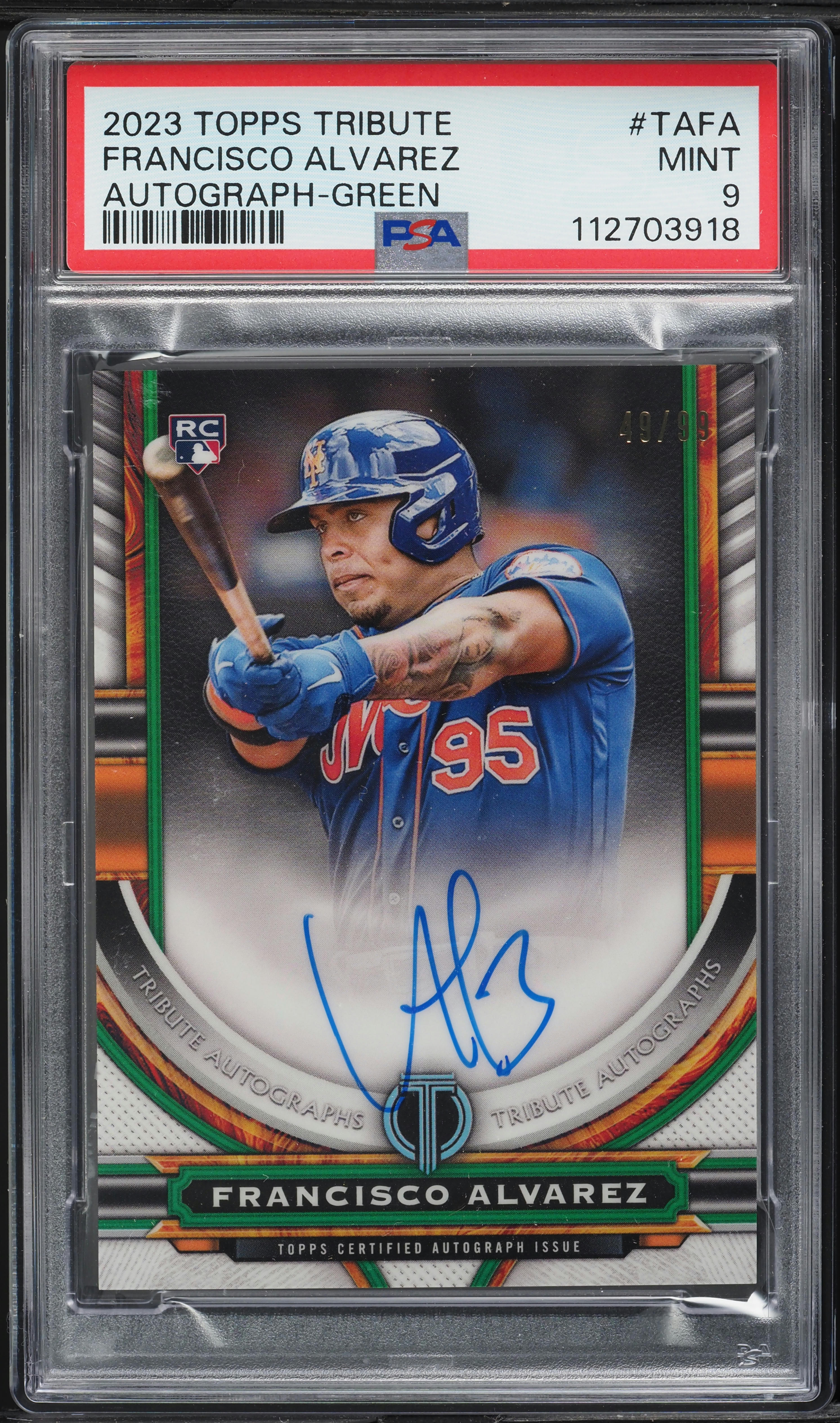 2023 Topps Tribute Green Francisco Alvarez ROOKIE AUTO /99 #TA-FA 
