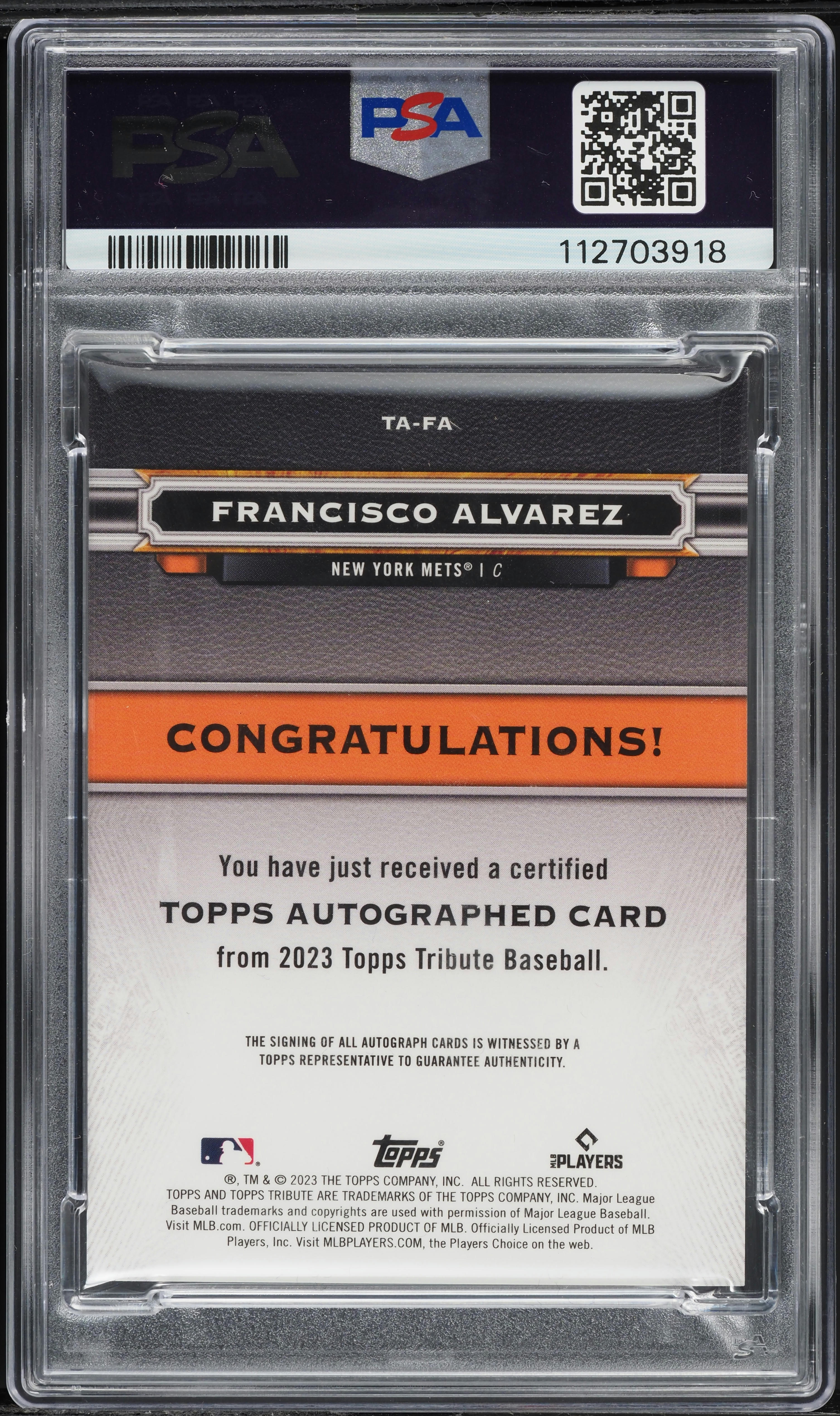 2023 Topps Tribute Green Francisco Alvarez ROOKIE AUTO /99 #TA-FA 