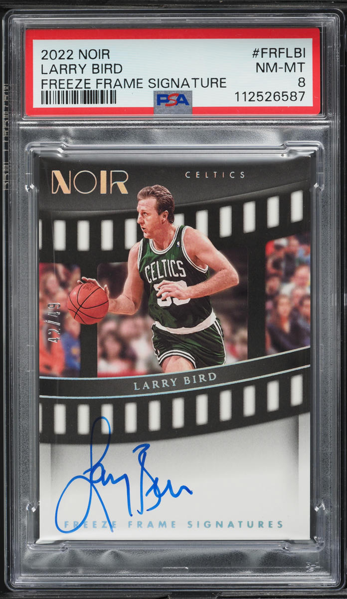 2022 Panini Noir Freeze Frame Larry Bird AUTO /49 #FRF-LBI PSA 8 NM-MT