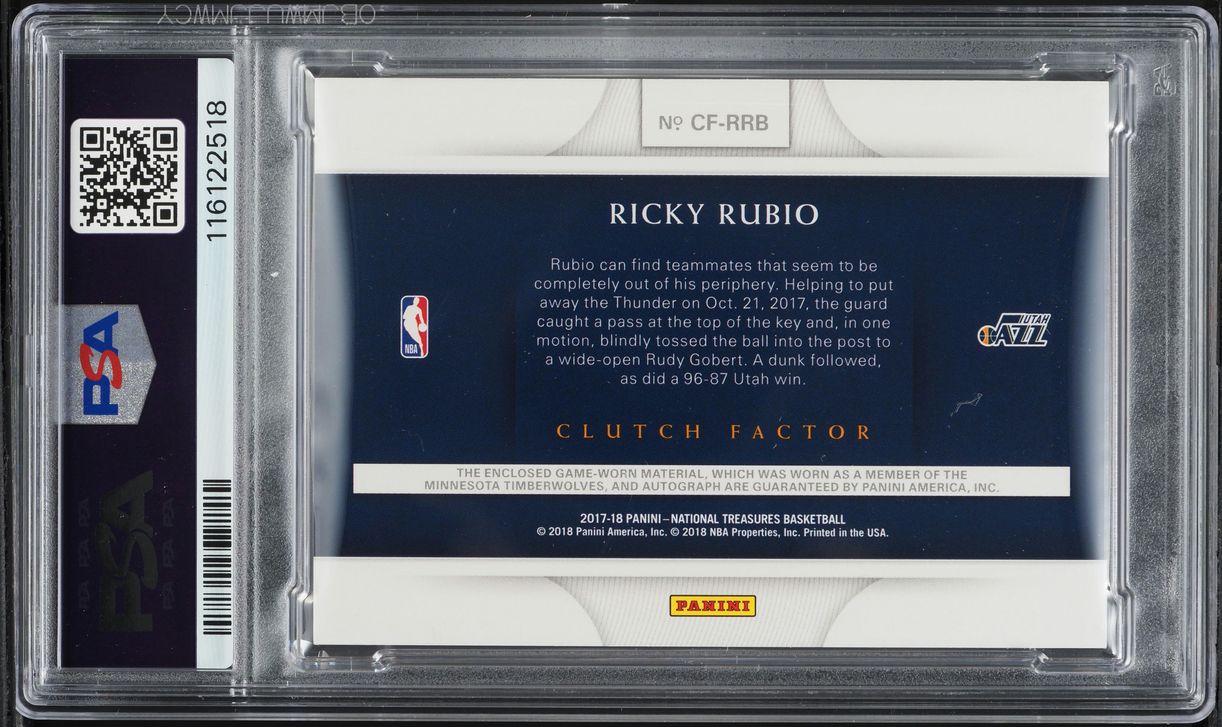 2017 National Treasures Clutch Factor Ricky Rubio PATCH AUTO /49 