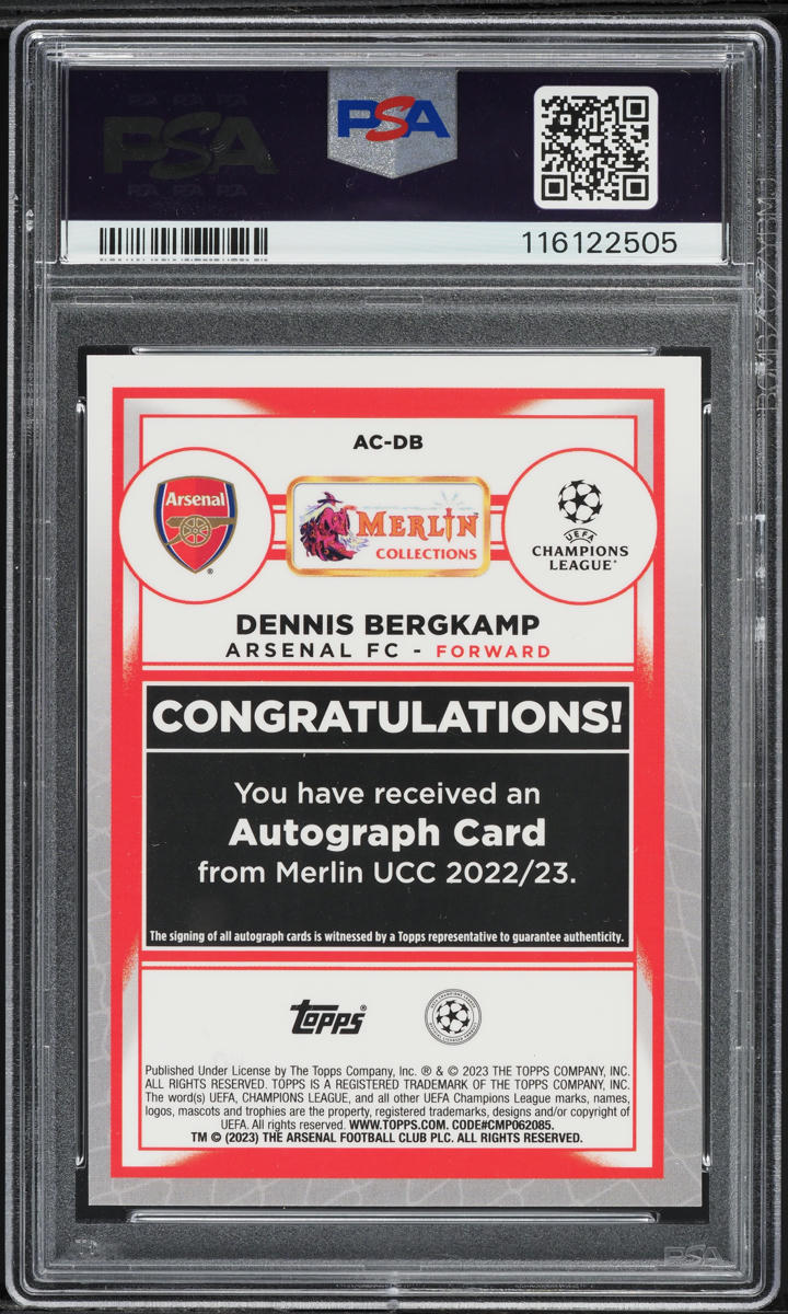 2022 Topps Merlin Chrome UEFA Mojo Refractor Dennis Bergkamp AUTO /99 PSA 9 MINT