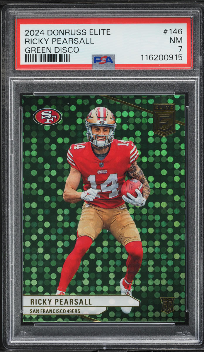 2024 Donruss Elite Football Green Disco Ricky Pearsall #146 PSA 7