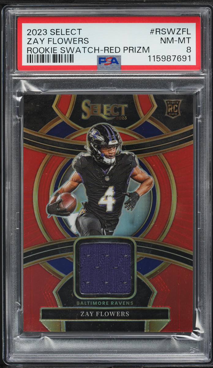 2023 Select Red Prizm Zay Flowers ROOKIE PATCH #RSW-ZFL PSA 8 NM-MT