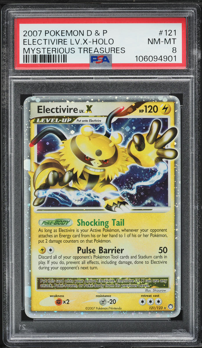2007 Pokemon DP Mysterious Treasures Holo Electivire Lv.X #121 PSA 8 NM-MT