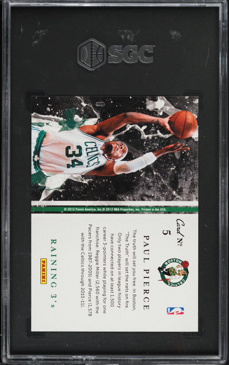 2011 Panini Past & Present Raining 3's Paul Pierce #5 SGC 10 GEM MINT