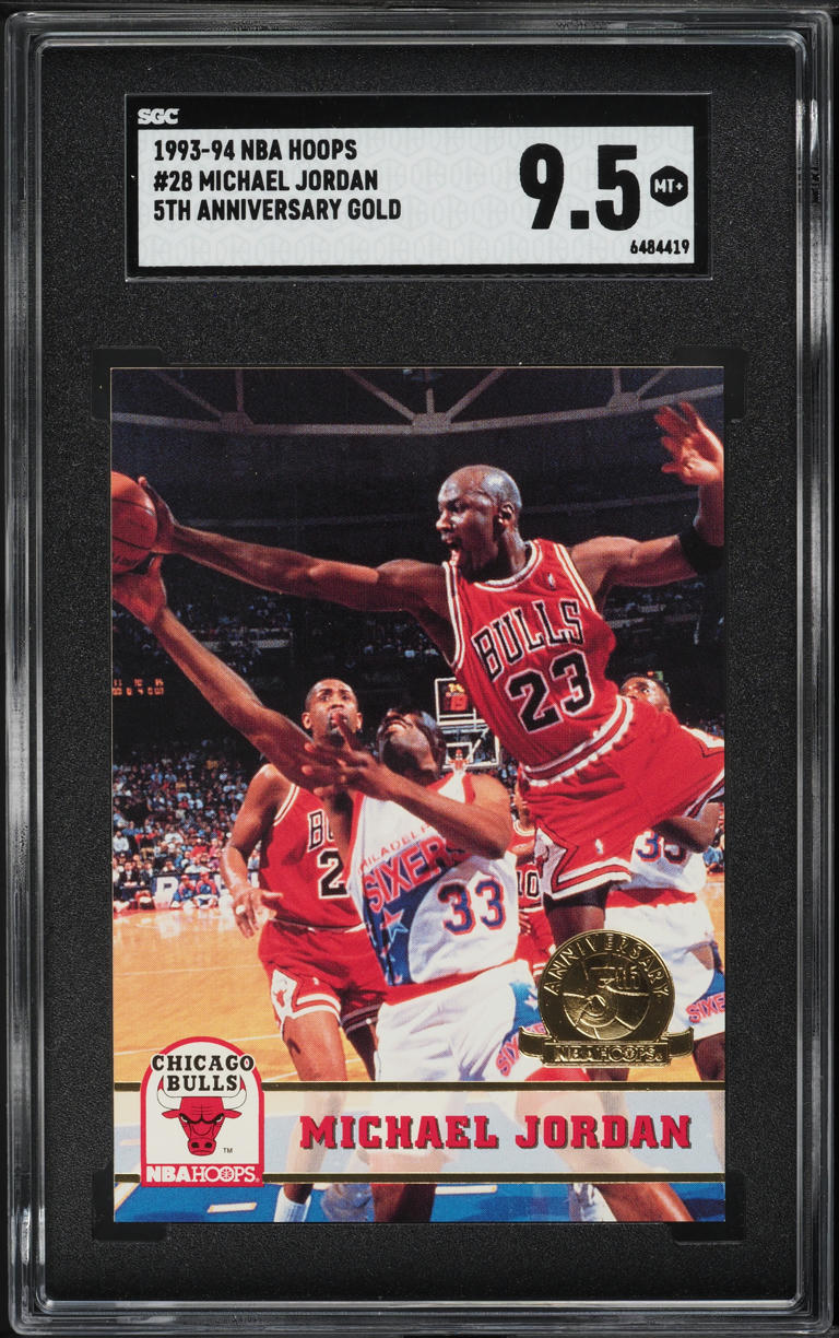 1993 Hoops 5th Anniversary Gold Michael Jordan #28 SGC 9.5 MINT+