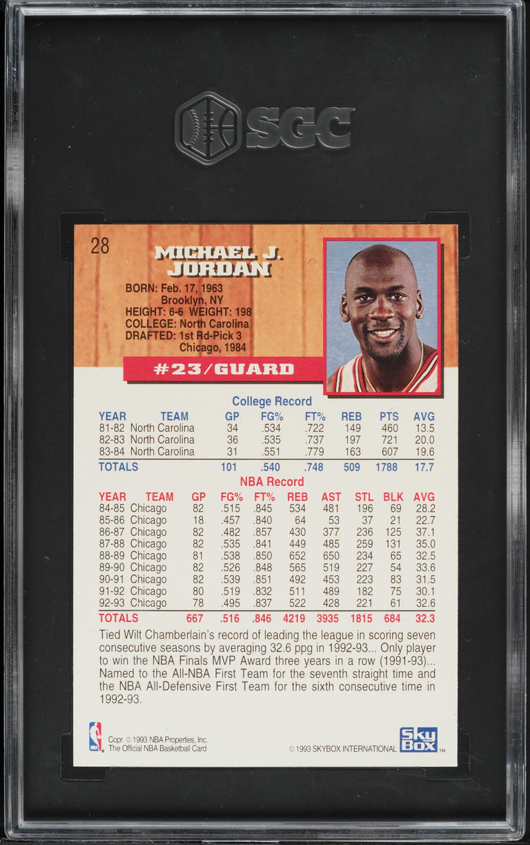 1993 Hoops 5th Anniversary Gold Michael Jordan #28 SGC 9.5 MINT+