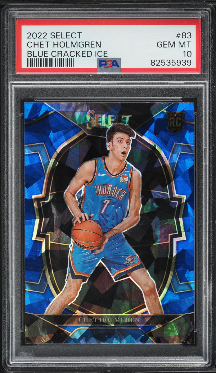 2022 Select Concourse Blue Cracked Ice Prizm Chet Holmgren ROOKIE #83 PSA 10 GEM