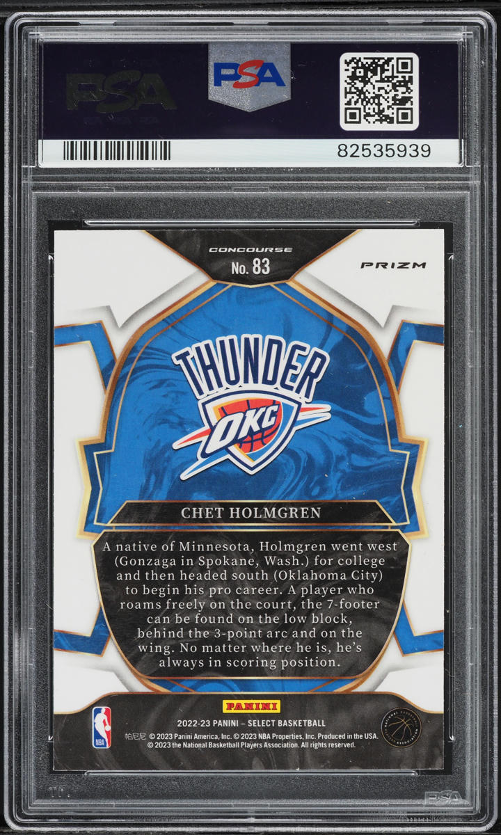 2022 Select Concourse Blue Cracked Ice Prizm Chet Holmgren ROOKIE #83 PSA 10 GEM