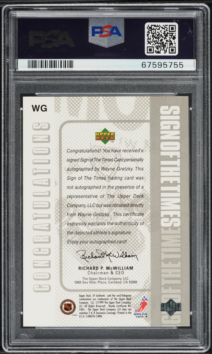 1998 SP Authentic Sign Of The Times Wayne Gretzky AUTO #WG PSA 9 MINT
