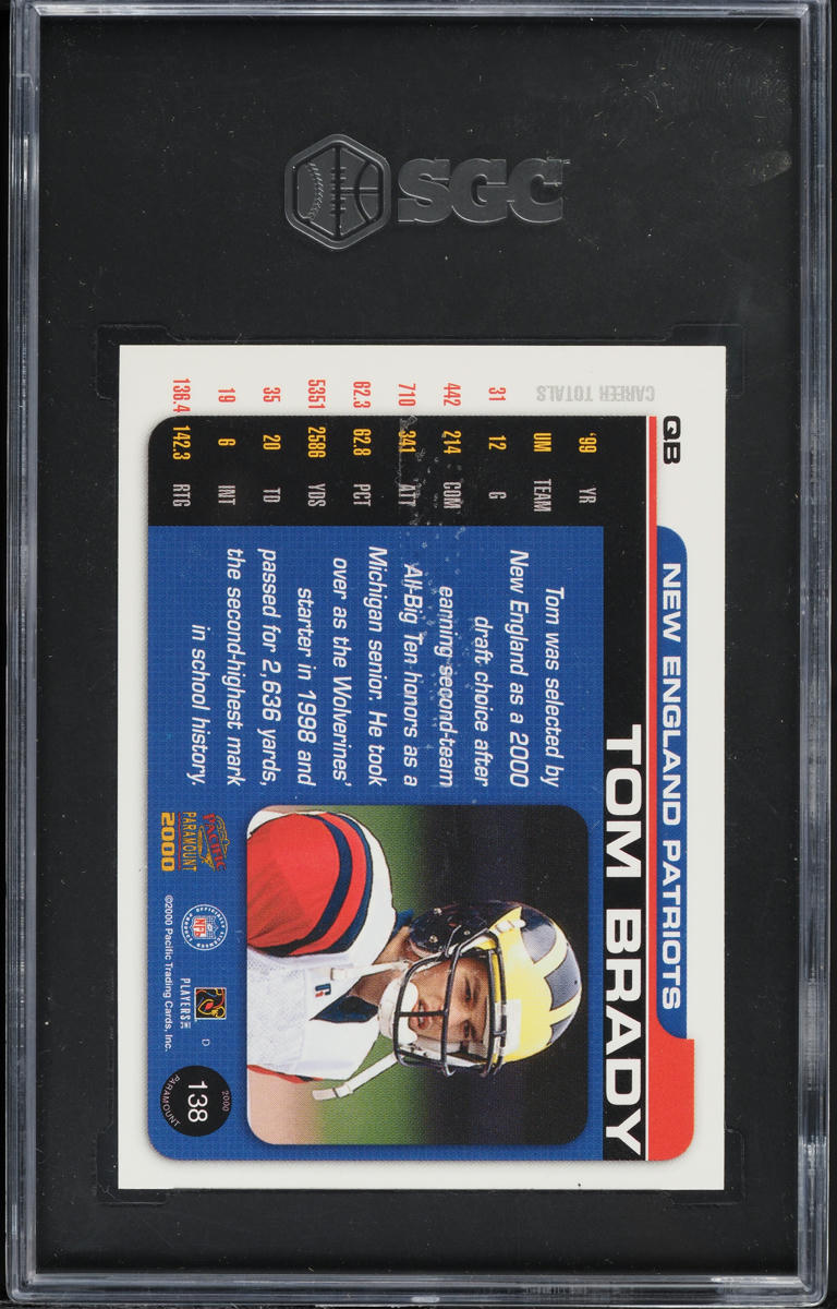 2000 Pacific Paramount Tom Brady ROOKIE #138 SGC 9.5 MINT+