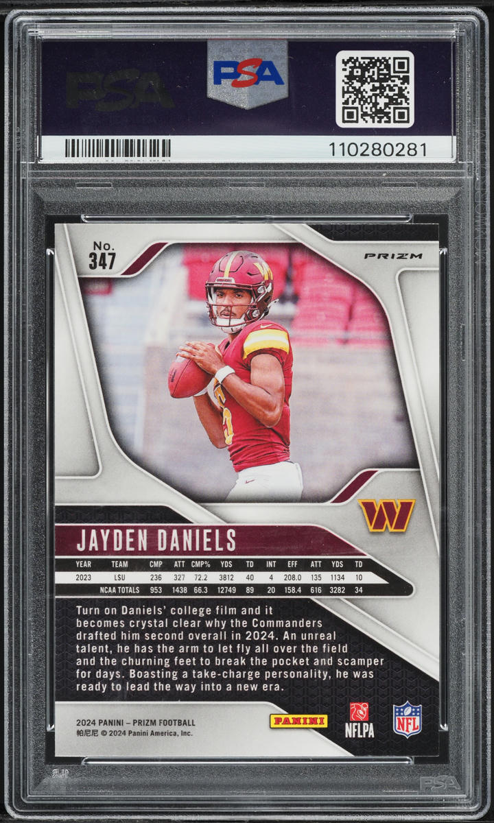 2024 Panini Prizm Silver Jayden Daniels ROOKIE #347 PSA 10 GEM MINT