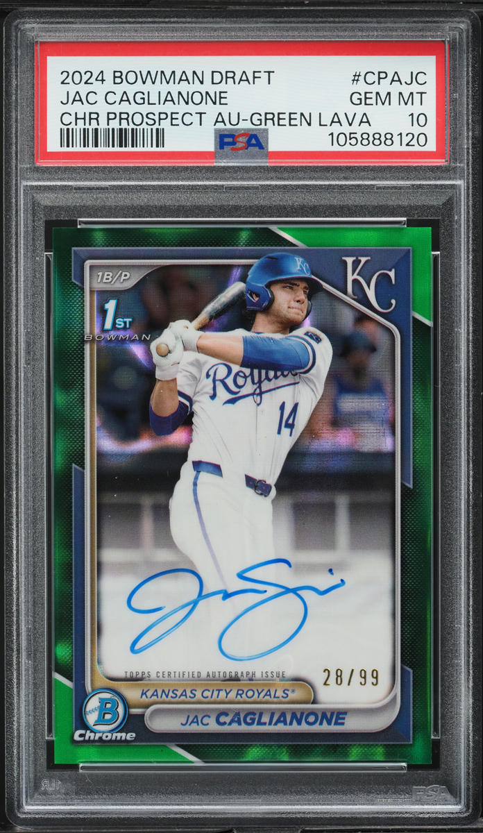 2024 Bowman Chrome Green Lava Jac Caglianone AUTO /99 #CPAJC PSA