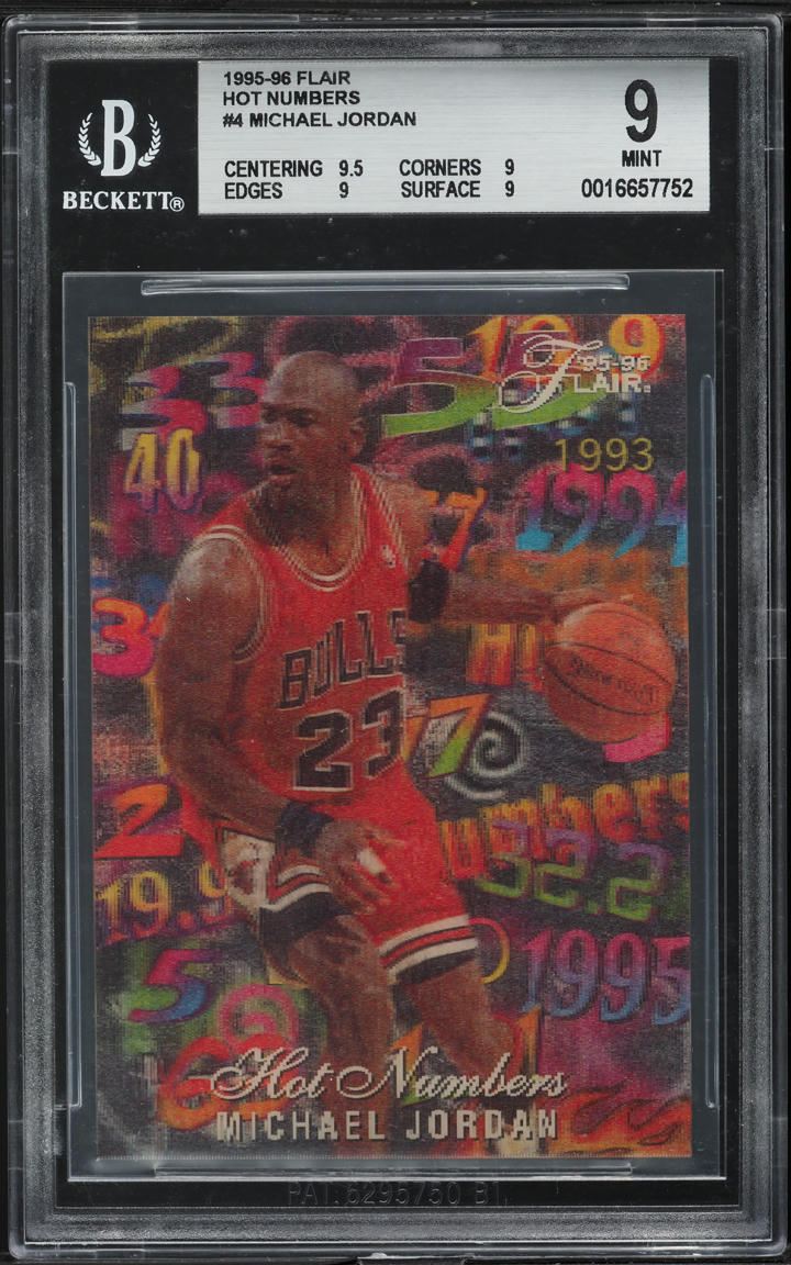 1995 Flair Hot Numbers Michael Jordan #4 BGS 9 MINT