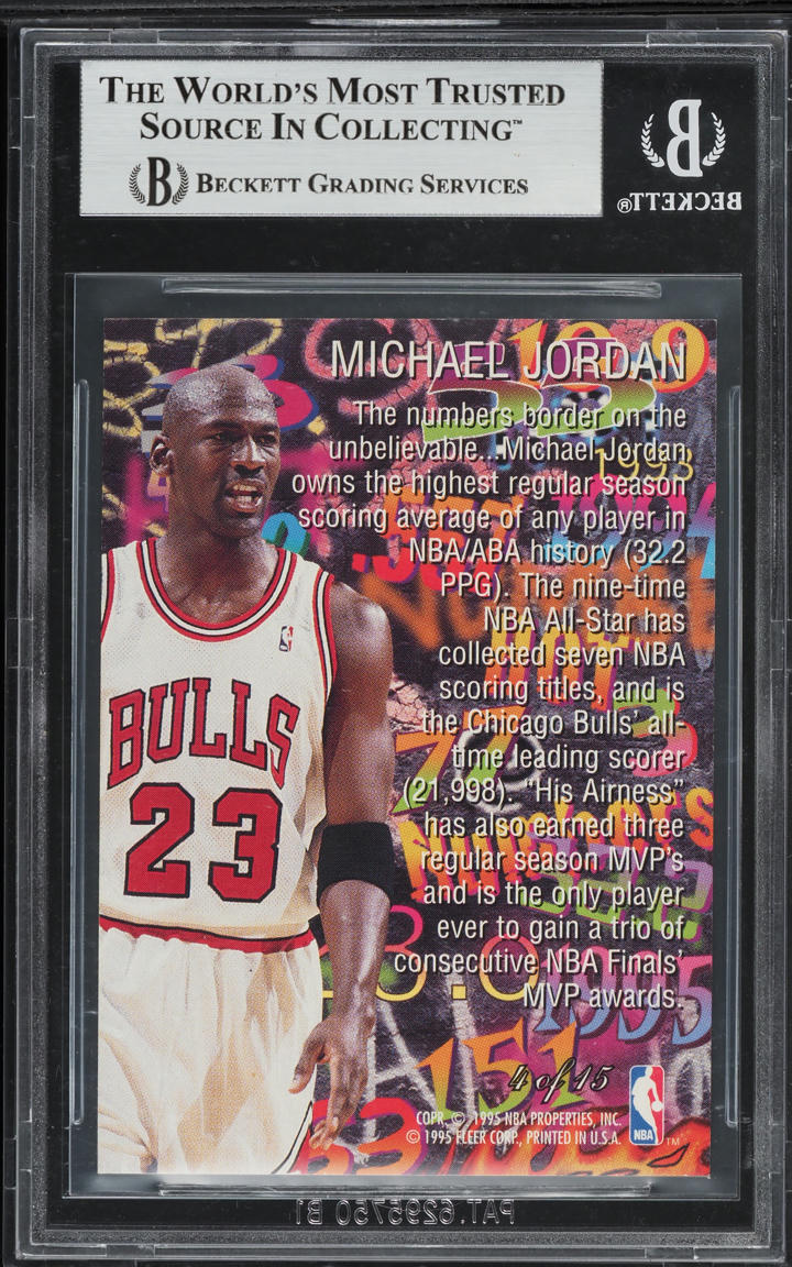 1995 Flair Hot Numbers Michael Jordan #4 BGS 9 MINT