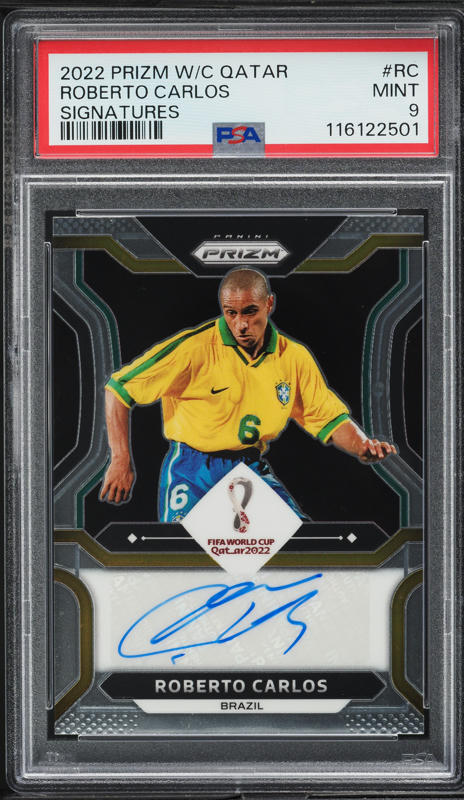 2022 Panini Prizm World Cup Qatar Roberto Carlos AUTO #S-RC PSA 9