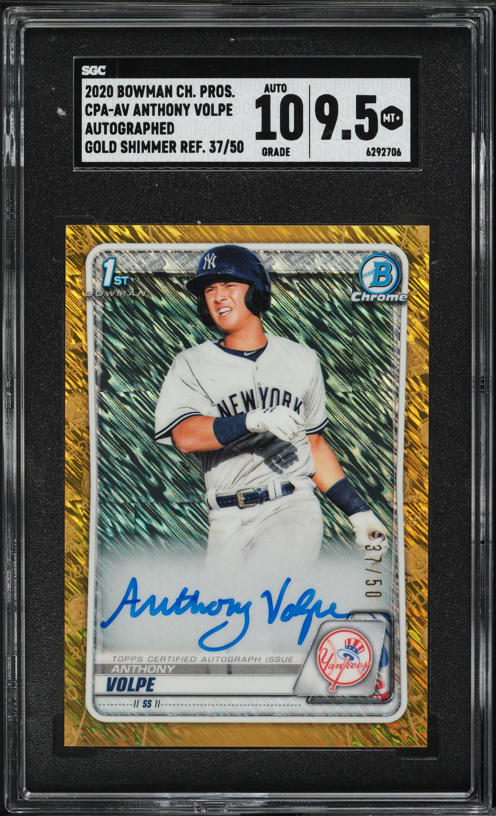2020 Bowman Chrome Gold Shimmer Anthony Volpe PROSPECT AUTO /50
