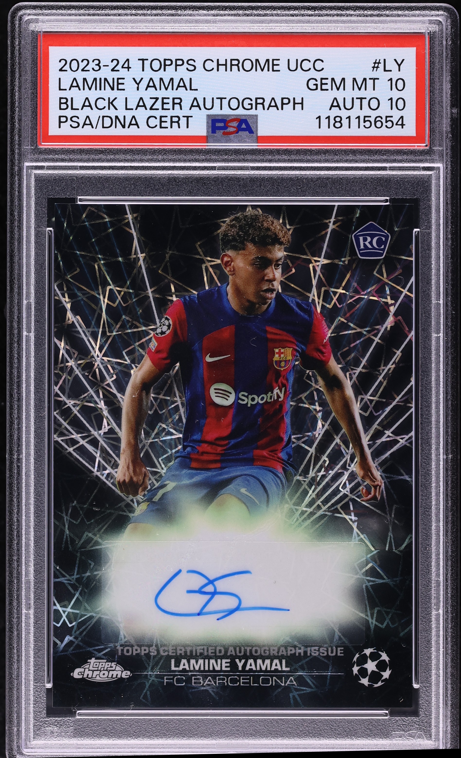 2023 Topps Chrome UCC Black Lazer Lamine Yamal RC AUTO DNA 10 #BLA