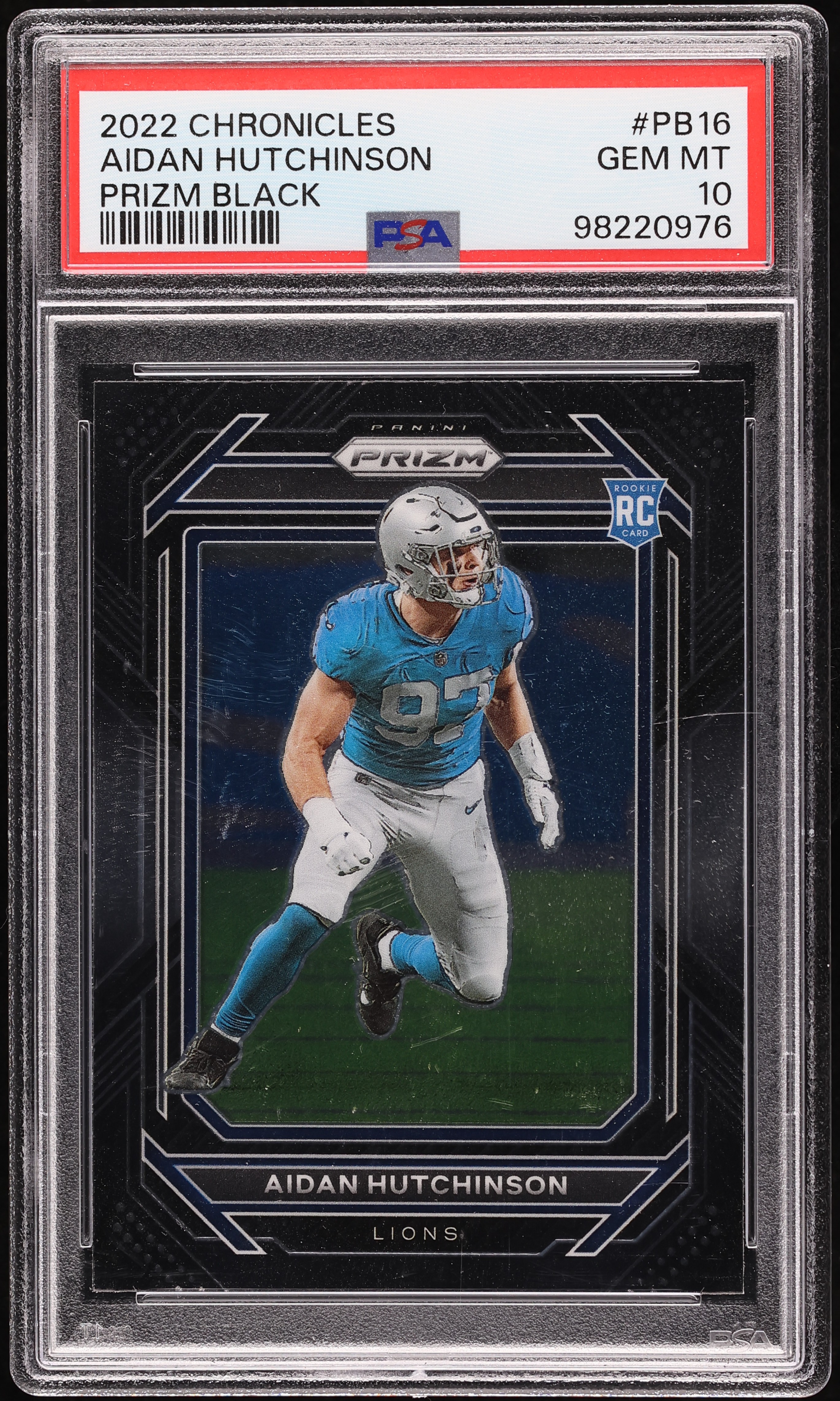2022 Panini Chronicles Black Prizm Aidan Hutchinson ROOKIE #PB-16
