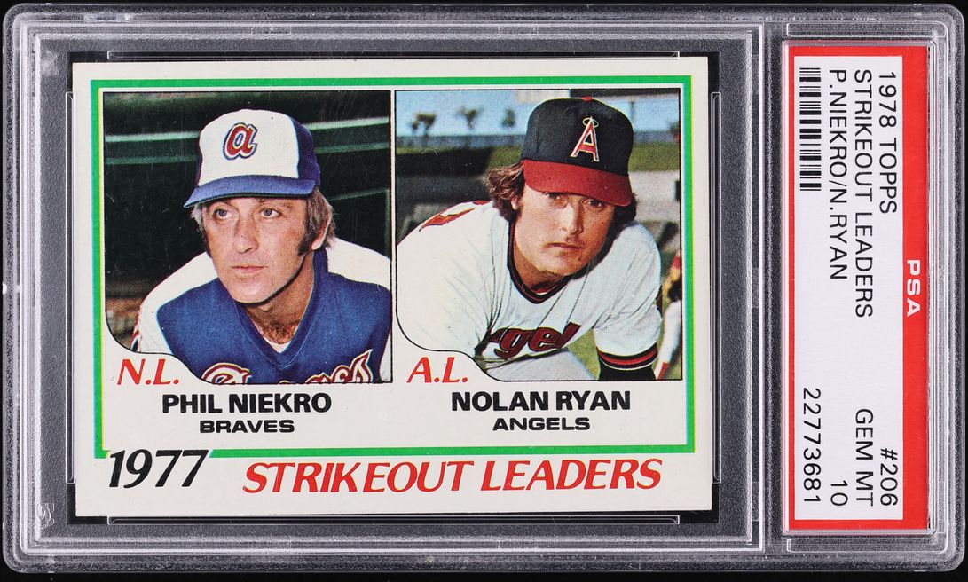 1978 Topps Nolan Ryan & Phil Niekro STRIKEOUT LDRS #206 PSA 10 GEM MINT