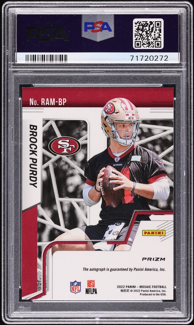 2022 Panini Mosaic Red Brock Purdy ROOKIE AUTO #RAM-BP PSA 9 MINT