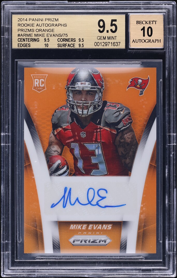 2014 Panini Prizm Orange Mike Evans ROOKIE AUTO /75 #AR-ME BGS 9.5 GEM