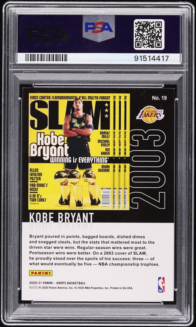 2020 Hoops Slam Kobe Bryant #19 PSA 8 NM-MT