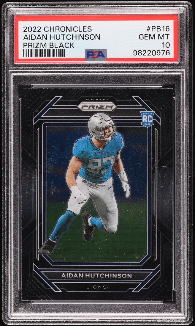 2022 Panini Chronicles Black Prizm Aidan Hutchinson ROOKIE #PB-16 PSA 10 GEM