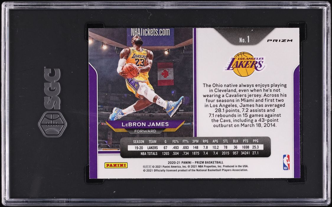 2020 Panini Prizm Silver LeBron James #1 SGC 10 GEM MINT