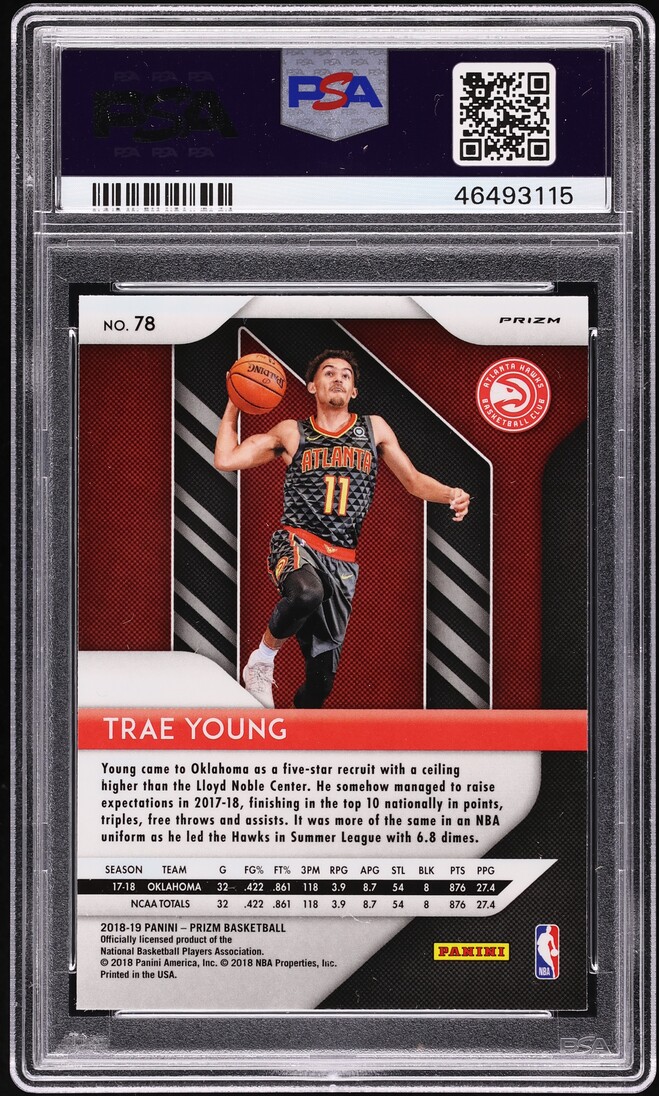2018 Panini Prizm Silver Trae Young ROOKIE #78 PSA 10 GEM MINT