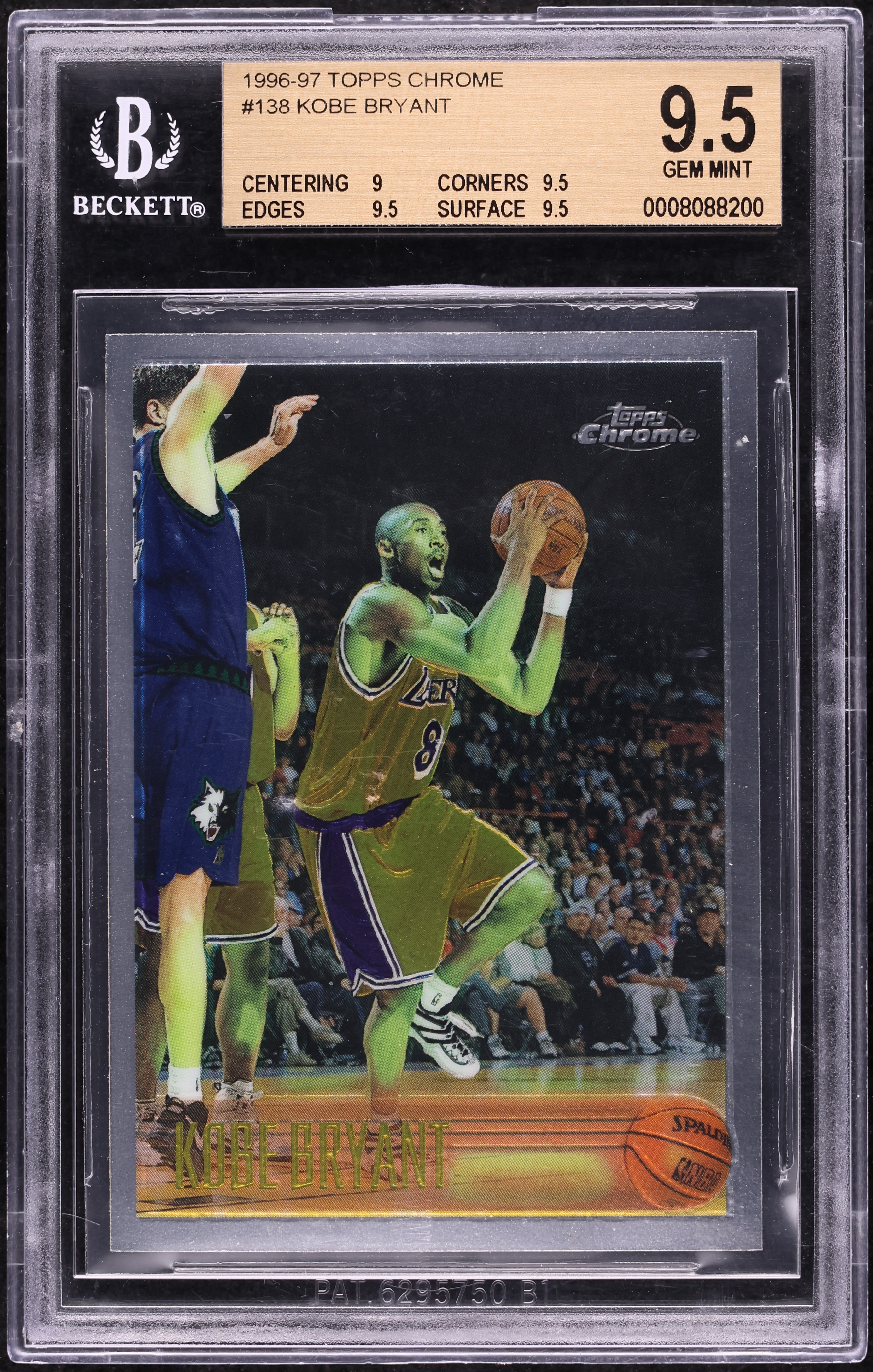 1996 Topps Chrome Kobe Bryant ROOKIE #138 BGS 9.5 GEM MINT on