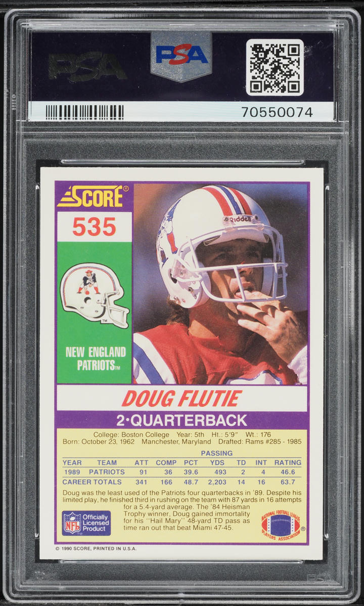 1990 Score Football Doug Flutie #535 PSA 8 NM-MT