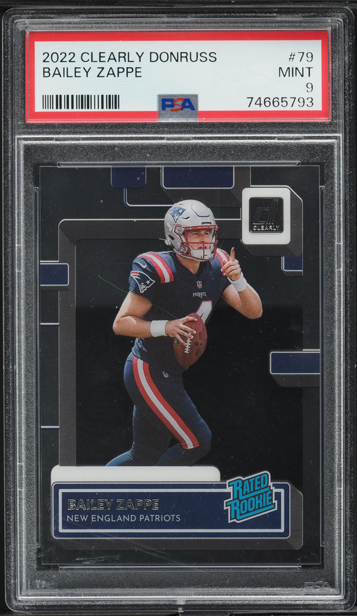 2022 Panini Clearly Donruss Bailey Zappe ROOKIE #79 PSA 9 MINT