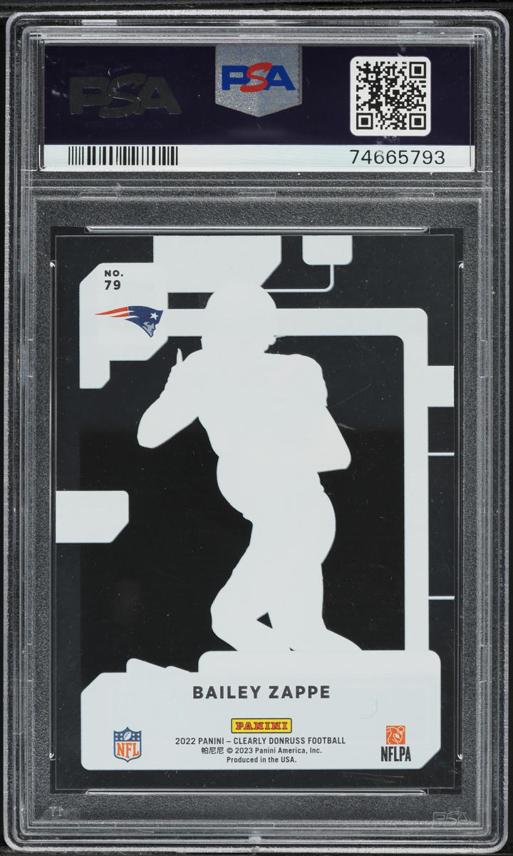 2022 Panini Clearly Donruss Bailey Zappe ROOKIE #79 PSA 9 MINT