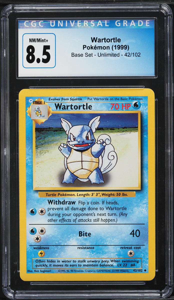 1999 Pokemon Base Set Wartortle #42 CGC 8.5 NM-MT+