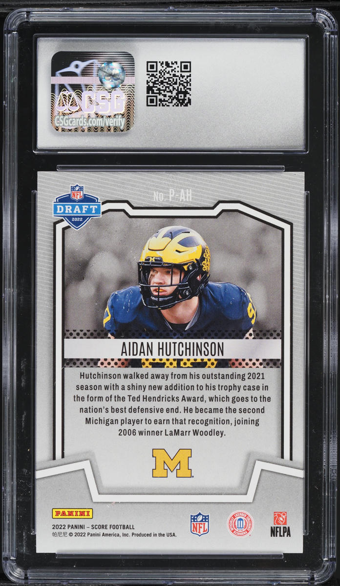 2022 Score PROtential Aidan Hutchinson ROOKIE #P-AH CSG 9 MINT