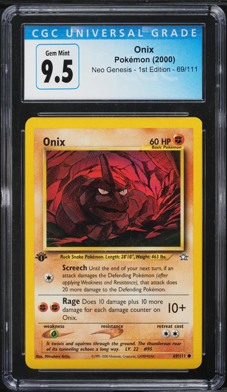 1999 Pokemon Base Set Shadowless 1st Edition Onix #56 PSA 9 MINT