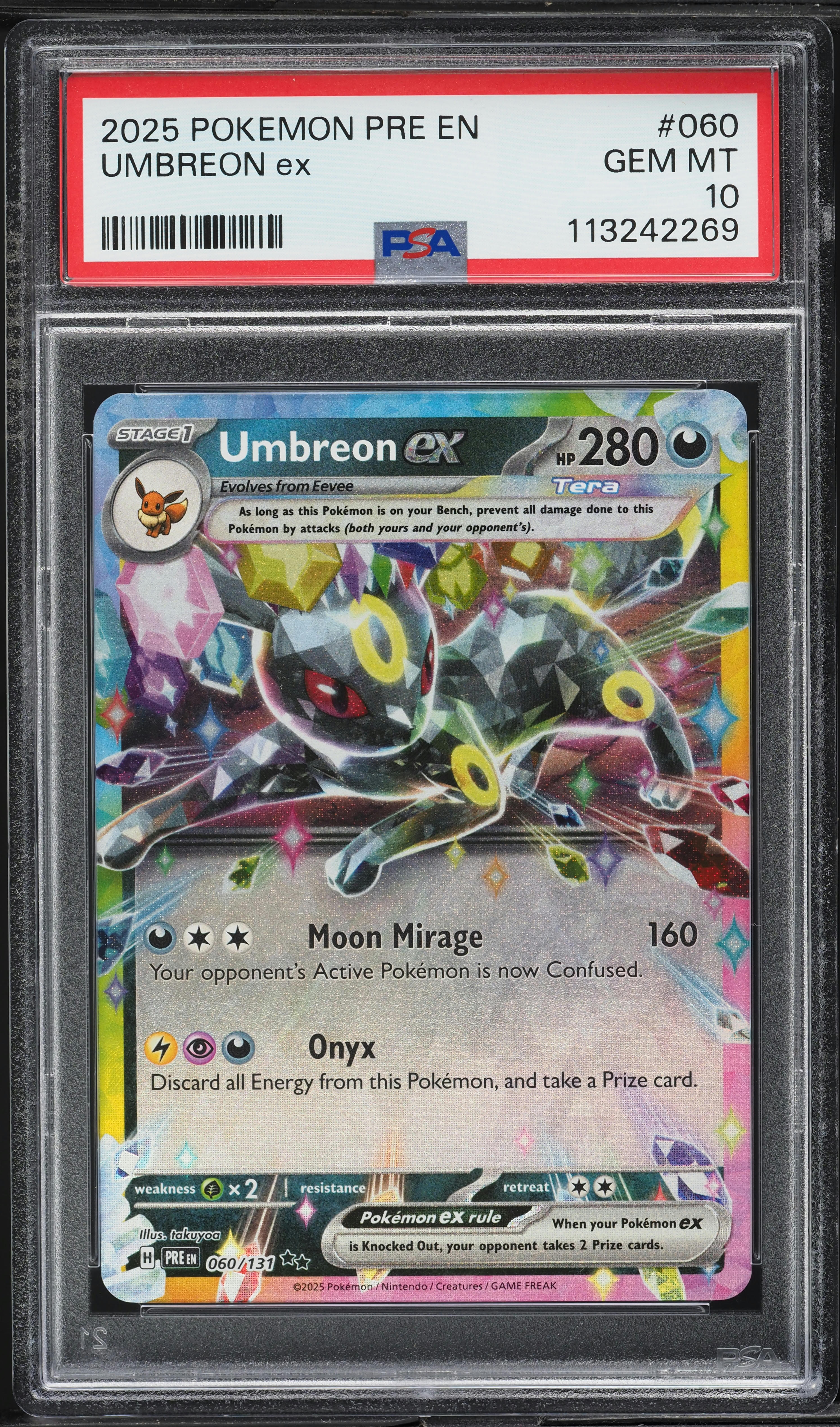 2025 Pokemon SV Prismatic Evolutions Holo Umbreon ex #60 PSA 10