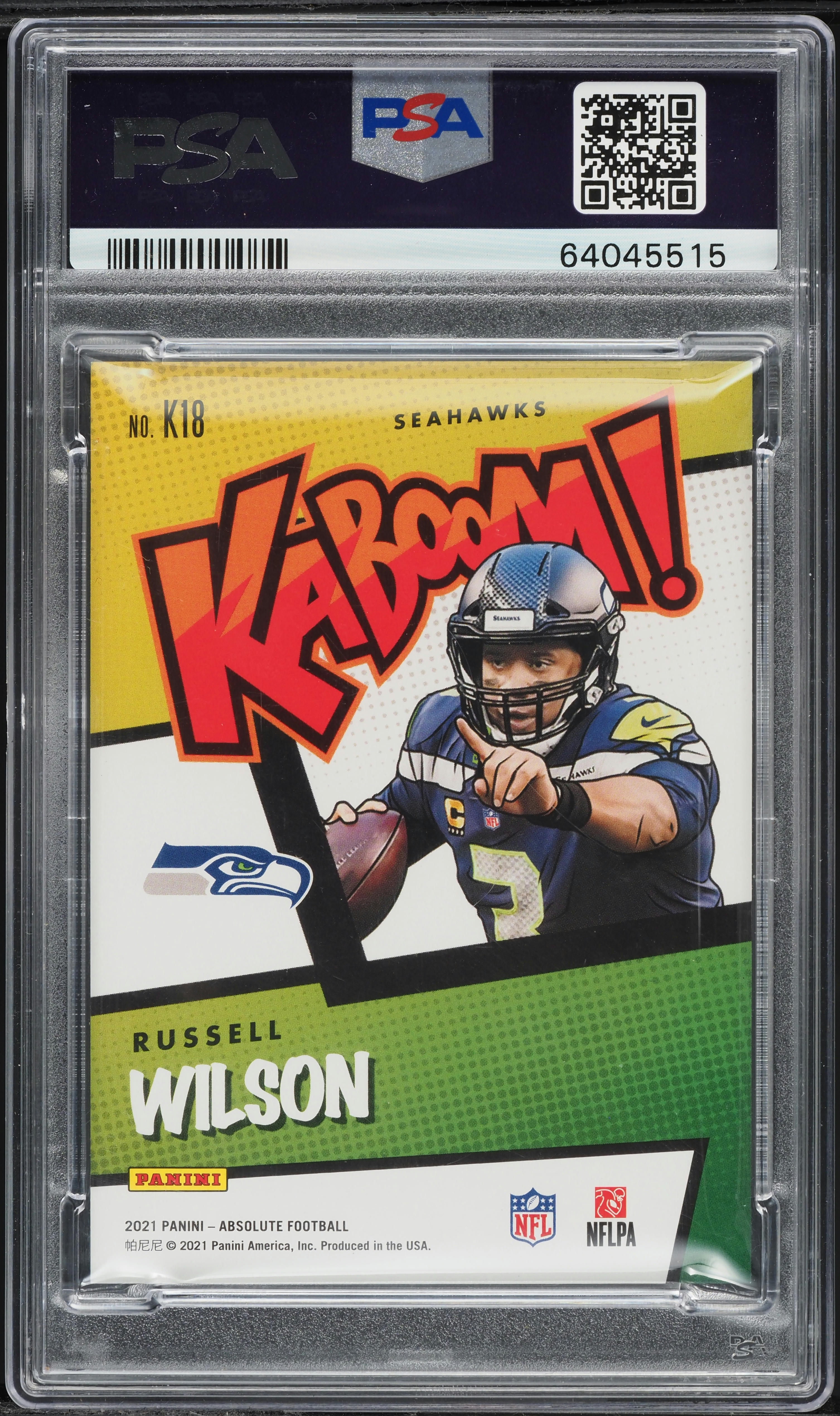 2021 Panini Absolute Kaboom! Russell Wilson #K18 PSA 9 MINT on