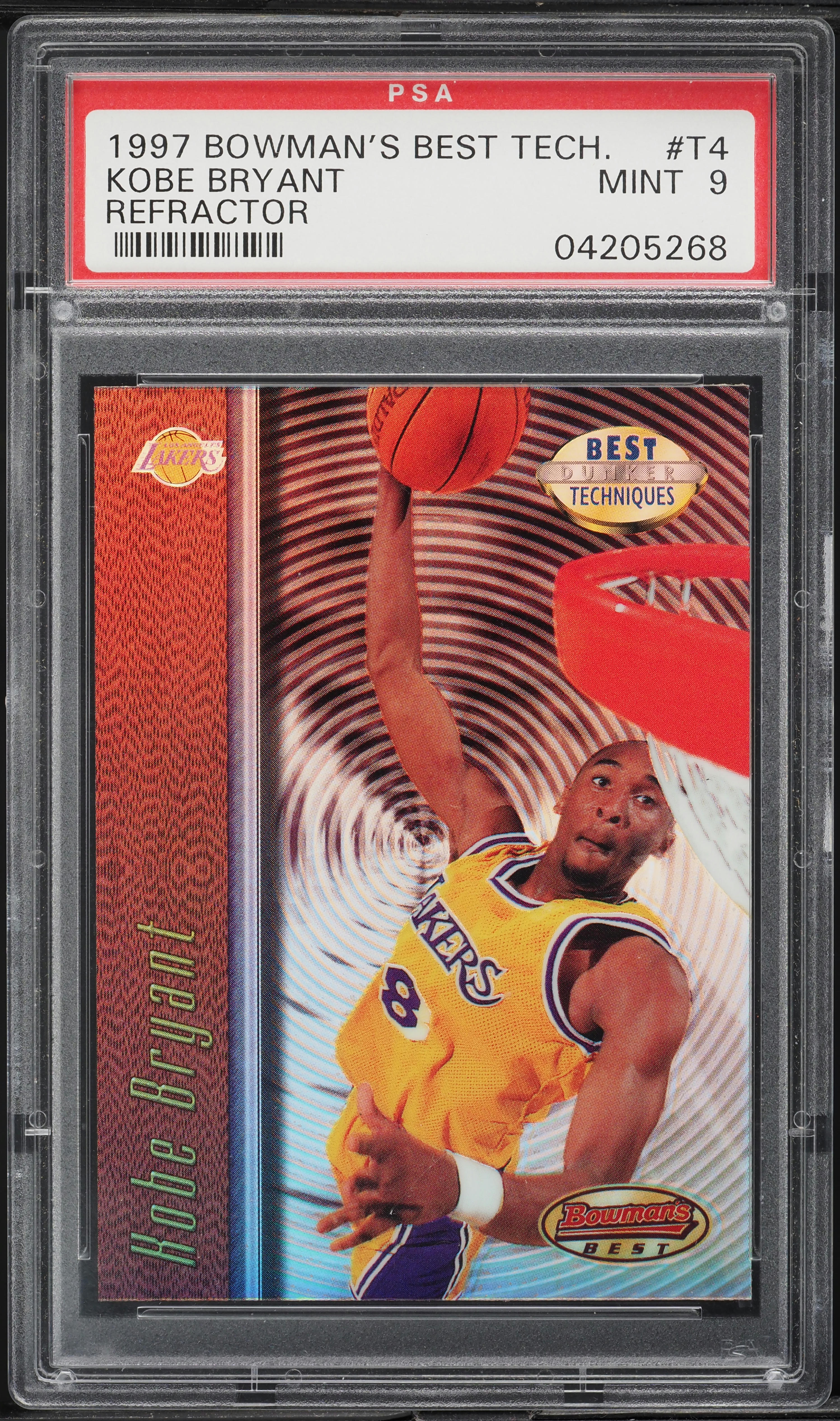 1997 Bowman's Best Techniques Refractor Kobe Bryant #T4 PSA 9 MINT
