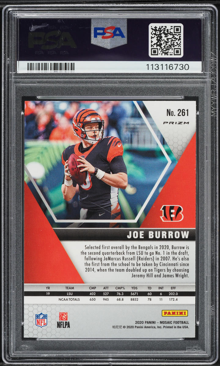 2020 Panini Mosaic Pink Camo Joe Burrow ROOKIE #261 PSA 9 MINT