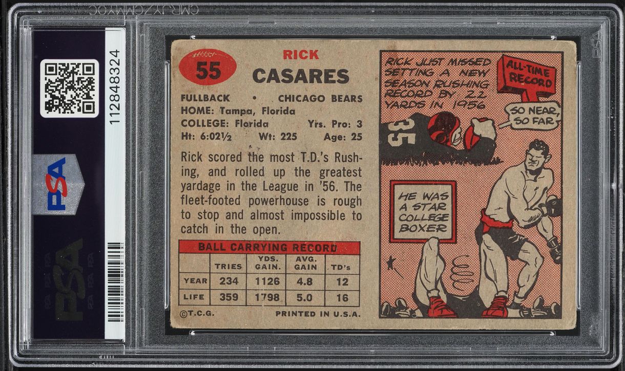 1957 Topps Football Rick Casares #55 PSA 1.5 FR