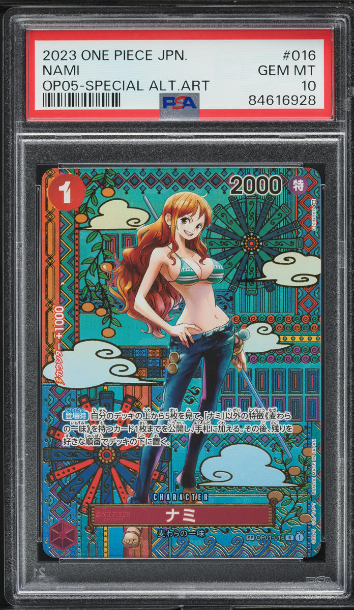 PSA 10 GEM MINT JAPANESE ONE PIECE 2023 NAMI OP01-016 SR THREE