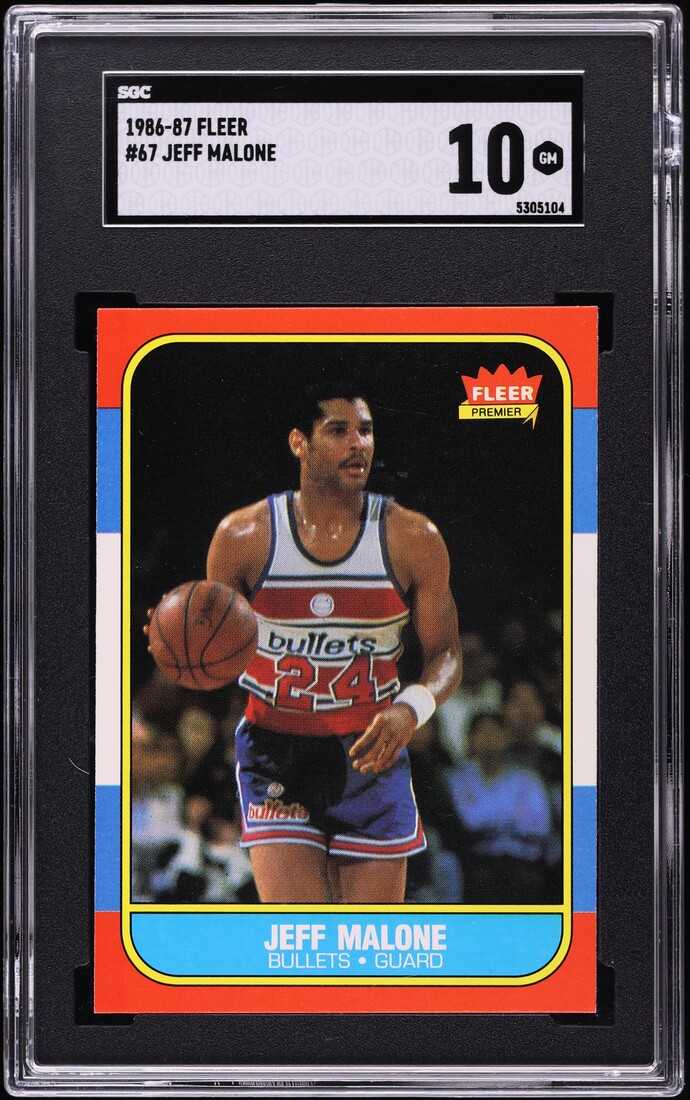 1986 Fleer Basketball Jeff Malone ROOKIE #67 SGC 10 GEM MINT