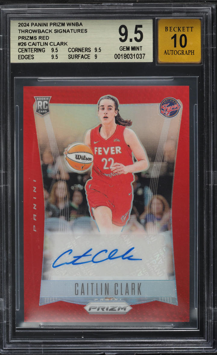 2024 Panini Prizm WNBA Throwback Red Caitlin Clark RC AUTO /99 #26 BGS 9.5 GEM