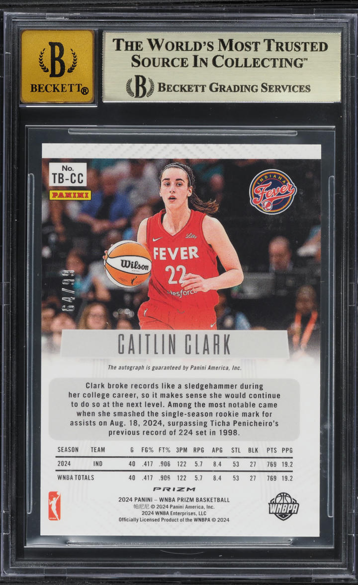 2024 Panini Prizm WNBA Throwback Red Caitlin Clark RC AUTO /99 #26 BGS 9.5 GEM