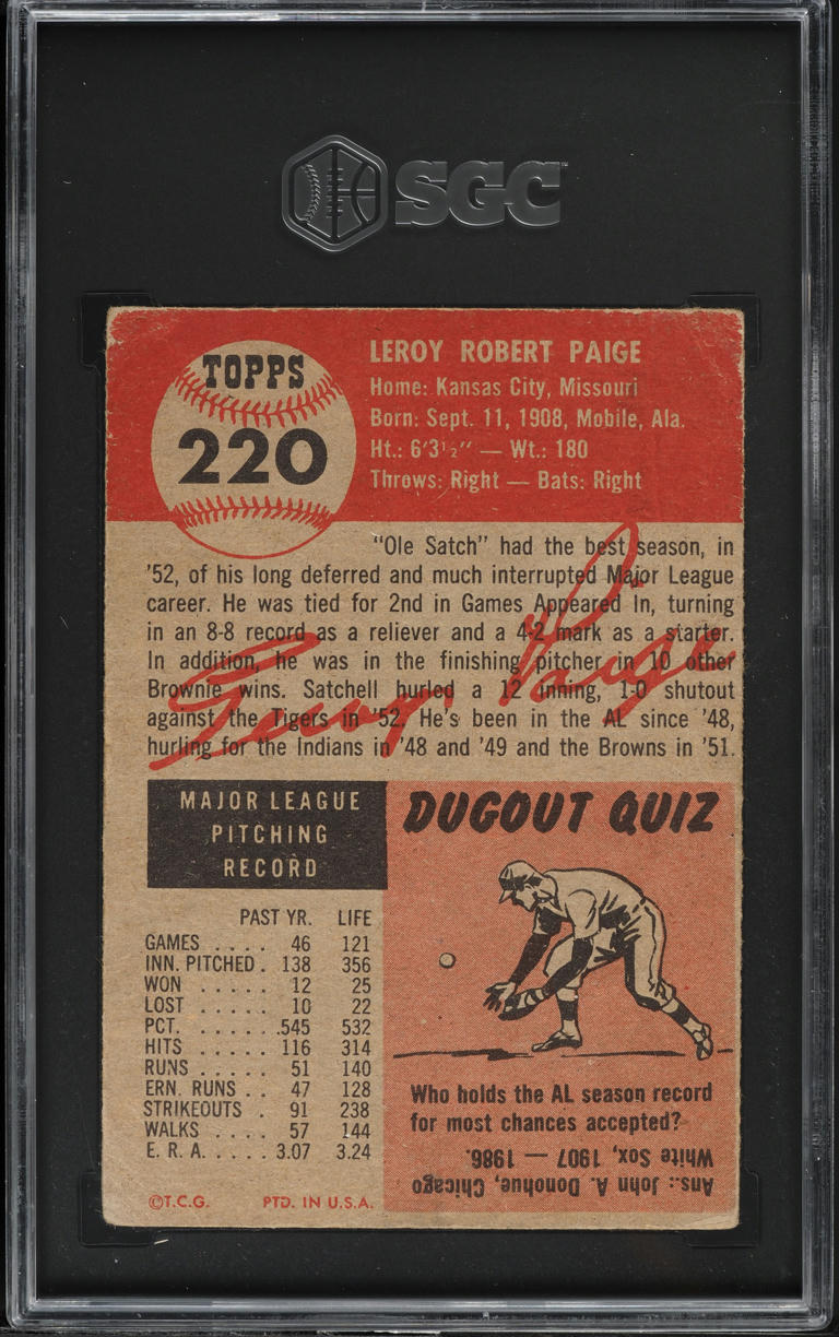 1953 Topps Satchel Paige #220 SGC 1 PR