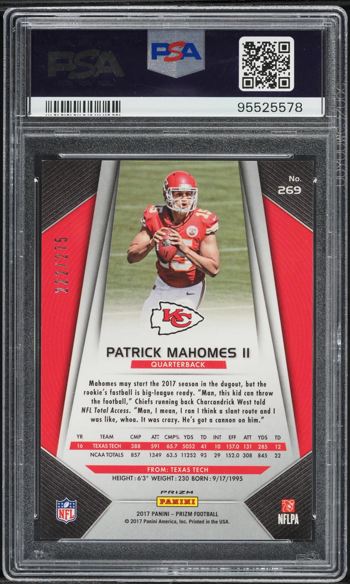 2017 Panini Prizm Orange Patrick Mahomes II ROOKIE /275 #269 PSA 9 MINT