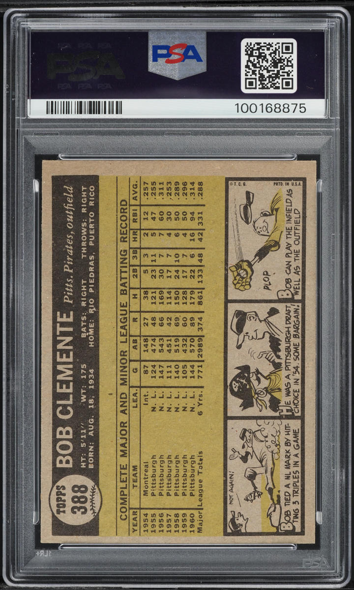 1961 Topps Roberto Clemente #388 PSA 7 NRMT