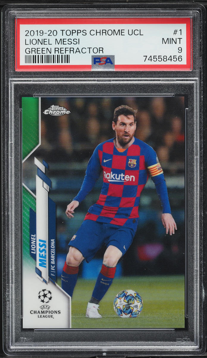 2019 Topps Chrome UCL Green Refractor Lionel Messi /99 #1 PSA 9 MINT